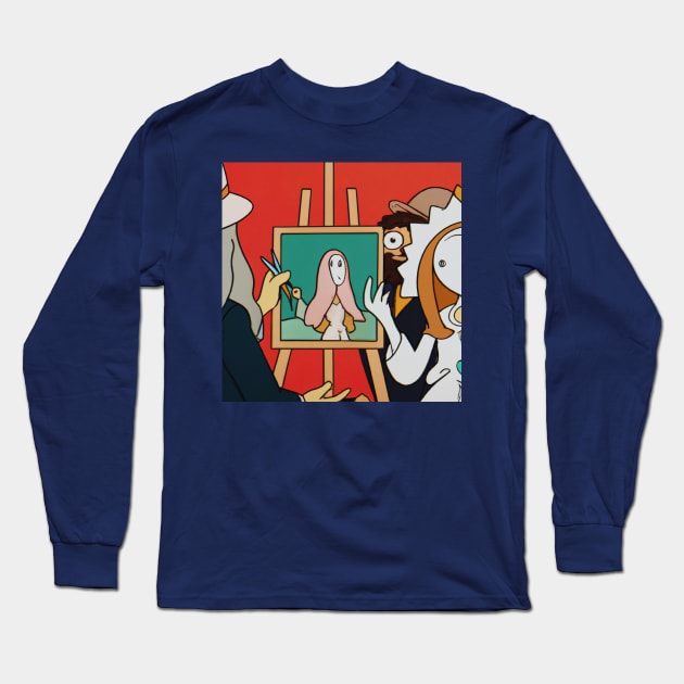 cartoon art da vinci Long Sleeve T-Shirt by tearbytea